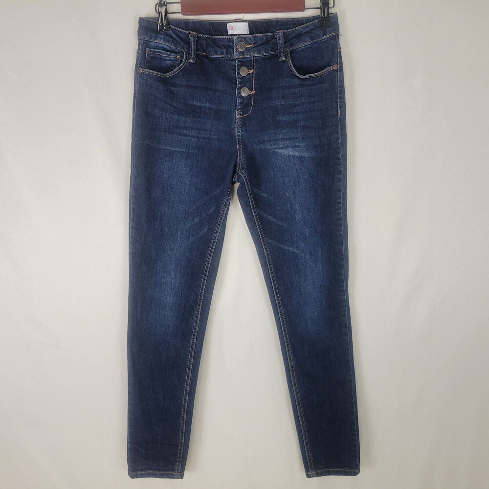 SO Jeans Girls 16‎ Blue Denim Skinny Leg Adjustable Waist Button Fly Dark Wash